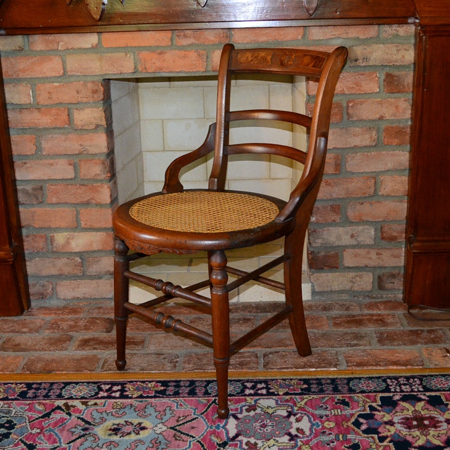 Antique Round Cane Bottom Chair | EBTH